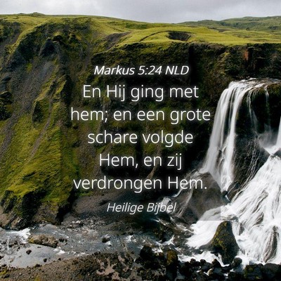 Picture 04 - Markus 5:24 NLD - En Hij ging met hem; en een grote schare volgde - Bible Verse Picture