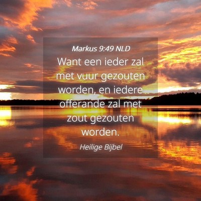 Picture 04 - Markus 9:49 NLD - Want een ieder zal met vuur gezouten worden, en - Bible Verse Picture