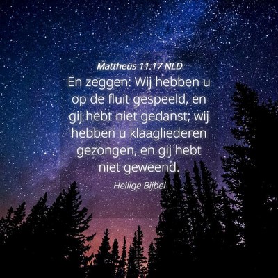 Picture 04 - Mattheüs 11:17 NLD - En zeggen: Wij hebben u op de fluit gespeeld, en - Bible Verse Picture