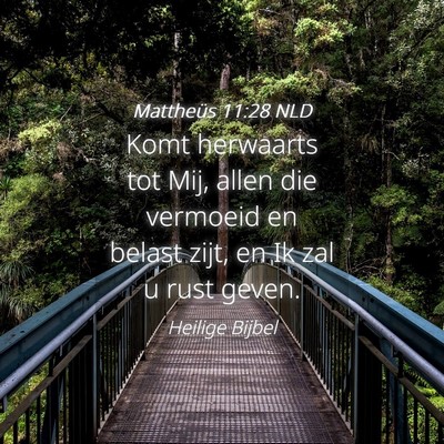 Picture 04 - Mattheüs 11:28 NLD - Komt herwaarts tot Mij, allen die vermoeid en - Bible Verse Picture