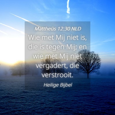 Picture 04 - Mattheüs 12:30 NLD - Wie met Mij niet is, die is tegen Mij; en wie met - Bible Verse Picture