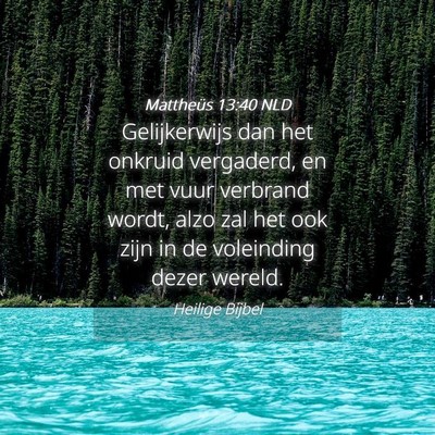 Picture 04 - Mattheüs 13:40 NLD - Gelijkerwijs dan het onkruid vergaderd, en met - Bible Verse Picture