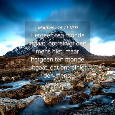 Picture 04 - Mattheüs 15:11 NLD - Hetgeen ten monde ingaat, ontreinigt den mens - Bible Verse Picture