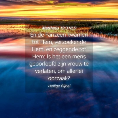 Picture 04 - Mattheüs 19:3 NLD - En de Farizeen kwamen tot Hem, verzoekende Hem, - Bible Verse Picture