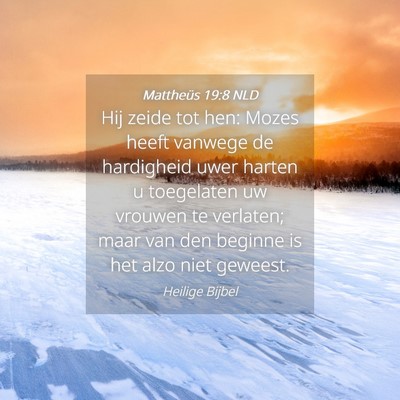 Picture 04 - Mattheüs 19:8 NLD - Hij zeide tot hen: Mozes heeft vanwege de - Bible Verse Picture
