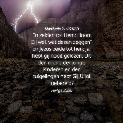 Picture 04 - Mattheüs 21:16 NLD - En zeiden tot Hem: Hoort Gij wel, wat dezen - Bible Verse Picture