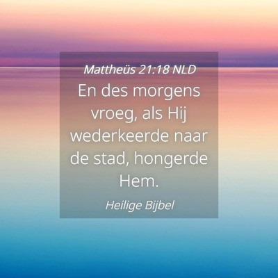 Picture 04 - Mattheüs 21:18 NLD - En des morgens vroeg, als Hij wederkeerde naar de - Bible Verse Picture
