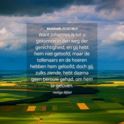 Picture 04 - Mattheüs 21:32 NLD - Want Johannes is tot u gekomen in den weg der - Bible Verse Picture
