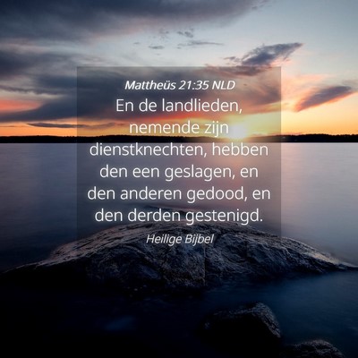 Picture 04 - Mattheüs 21:35 NLD - En de landlieden, nemende zijn dienstknechten, - Bible Verse Picture