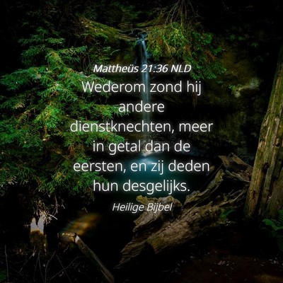 Picture 04 - Mattheüs 21:36 NLD - Wederom zond hij andere dienstknechten, meer in - Bible Verse Picture