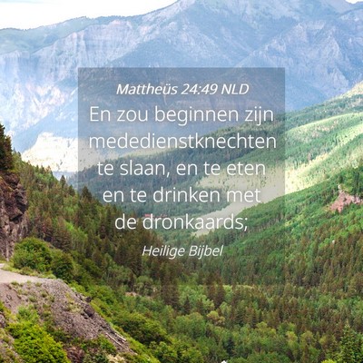 Picture 04 - Mattheüs 24:49 NLD - En zou beginnen zijn mededienstknechten te slaan, - Bible Verse Picture