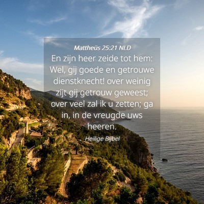 Picture 04 - Mattheüs 25:21 NLD - En zijn heer zeide tot hem: Wel, gij goede en - Bible Verse Picture
