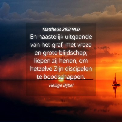 Picture 04 - Mattheüs 28:8 NLD - En haastelijk uitgaande van het graf, met vreze - Bible Verse Picture