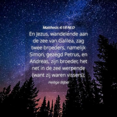 Picture 04 - Mattheüs 4:18 NLD - En Jezus, wandelende aan de zee van Galilea, zag - Bible Verse Picture