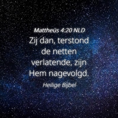 Picture 04 - Mattheüs 4:20 NLD - Zij dan, terstond de netten verlatende, zijn Hem - Bible Verse Picture