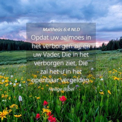 Picture 04 - Mattheüs 6:4 NLD - Opdat uw aalmoes in het verborgen zij; en uw - Bible Verse Picture