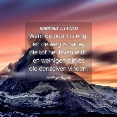 Picture 04 - Mattheüs 7:14 NLD - Want de poort is eng, en de weg is nauw, die tot - Bible Verse Picture