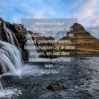 Picture 04 - Mattheüs 8:33 NLD - En die ze weidden, zijn gevlucht; en als zij in - Bible Verse Picture