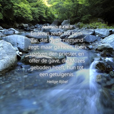Picture 04 - Mattheüs 8:4 NLD - En Jezus zeide tot hem: Zie, dat gij dit niemand - Bible Verse Picture