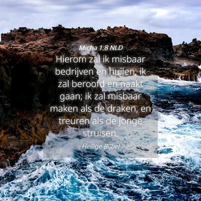 Picture 04 - Micha 1:8 NLD - Hierom zal ik misbaar bedrijven en huilen; ik zal - Bible Verse Picture