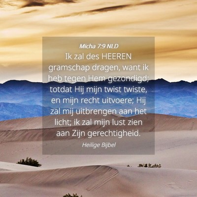 Picture 04 - Micha 7:9 NLD - Ik zal des HEEREN gramschap dragen, want ik heb - Bible Verse Picture
