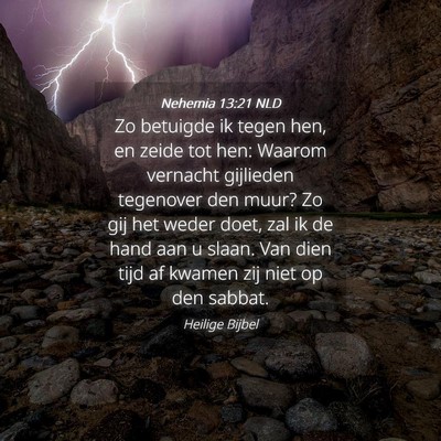 Picture 04 - Nehemia 13:21 NLD - Zo betuigde ik tegen hen, en zeide tot hen: - Bible Verse Picture