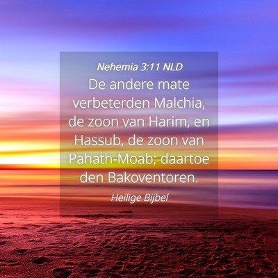 Picture 04 - Nehemia 3:11 NLD - De andere mate verbeterden Malchia, de zoon van - Bible Verse Picture