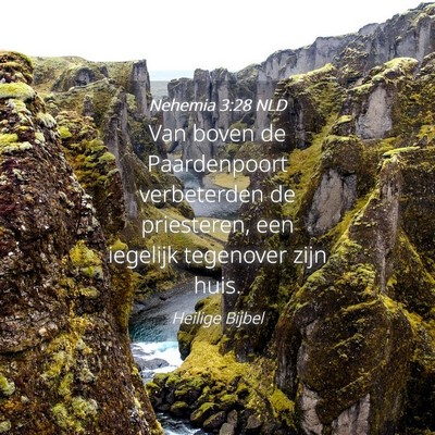 Picture 04 - Nehemia 3:28 NLD - Van boven de Paardenpoort verbeterden de - Bible Verse Picture