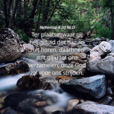 Picture 04 - Nehemia 4:20 NLD - Ter plaatse, waar gij het geluid der bazuin zult - Bible Verse Picture