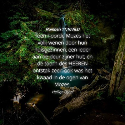 Picture 04 - Numberi 11:10 NLD - Toen hoorde Mozes het volk wenen door hun - Bible Verse Picture