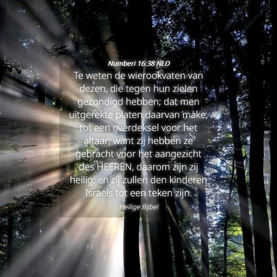 Picture 04 - Numberi 16:38 NLD - Te weten de wierookvaten van dezen, die tegen hun - Bible Verse Picture