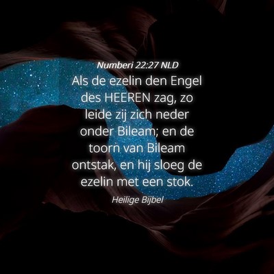 Picture 04 - Numberi 22:27 NLD - Als de ezelin den Engel des HEEREN zag, zo leide - Bible Verse Picture
