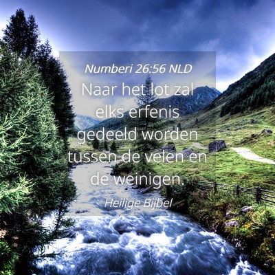 Picture 04 - Numberi 26:56 NLD - Naar het lot zal elks erfenis gedeeld worden - Bible Verse Picture