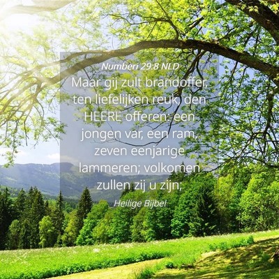 Picture 04 - Numberi 29:8 NLD - Maar gij zult brandoffer, ten liefelijken reuk, - Bible Verse Picture