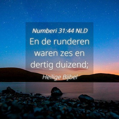 Picture 04 - Numberi 31:44 NLD - En de runderen waren zes en dertig - Bible Verse Picture