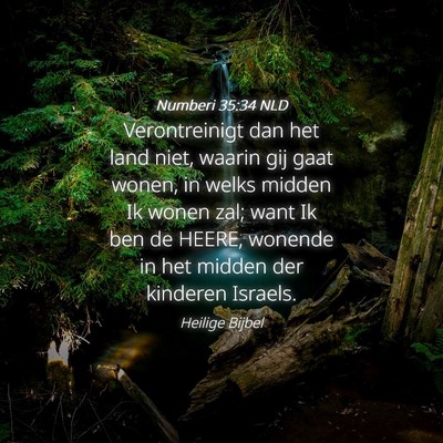 Picture 04 - Numberi 35:34 NLD - Verontreinigt dan het land niet, waarin gij gaat - Bible Verse Picture