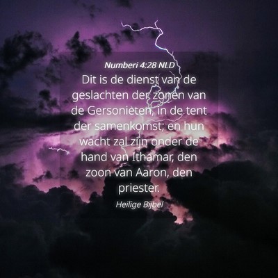 Picture 04 - Numberi 4:28 NLD - Dit is de dienst van de geslachten der zonen van - Bible Verse Picture
