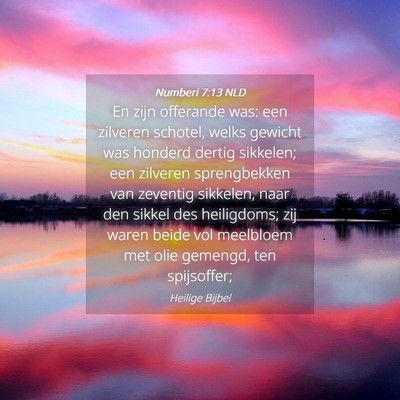 Picture 04 - Numberi 7:13 NLD - En zijn offerande was: een zilveren schotel, - Bible Verse Picture