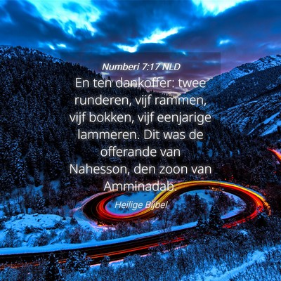 Picture 04 - Numberi 7:17 NLD - En ten dankoffer: twee runderen, vijf rammen, - Bible Verse Picture
