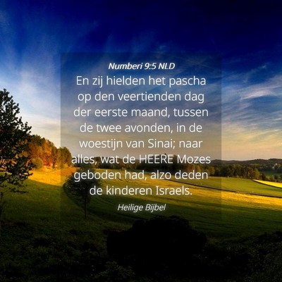 Picture 04 - Numberi 9:5 NLD - En zij hielden het pascha op den veertienden dag - Bible Verse Picture