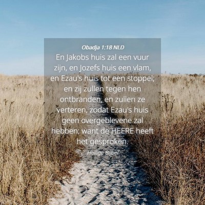 Picture 04 - Obadja 1:18 NLD - En Jakobs huis zal een vuur zijn, en Jozefs huis - Bible Verse Picture