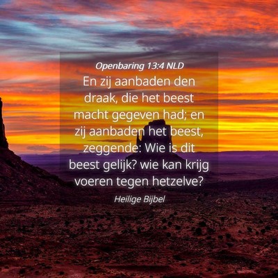 Picture 04 - Openbaring 13:4 NLD - En zij aanbaden den draak, die het beest macht - Bible Verse Picture