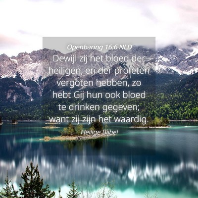 Picture 04 - Openbaring 16:6 NLD - Dewijl zij het bloed der heiligen, en der - Bible Verse Picture