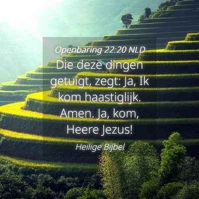 Picture 04 - Openbaring 22:20 NLD - Die deze dingen getuigt, zegt: Ja, Ik kom - Bible Verse Picture