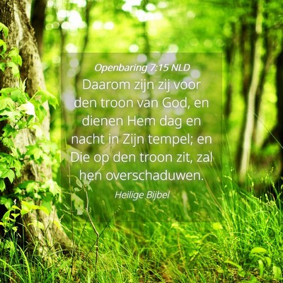 Picture 04 - Openbaring 7:15 NLD - Daarom zijn zij voor den troon van God, en dienen - Bible Verse Picture