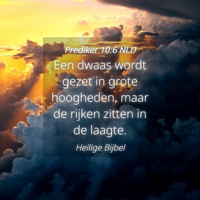 Picture 04 - Prediker 10:6 NLD - Een dwaas wordt gezet in grote hoogheden, maar de - Bible Verse Picture