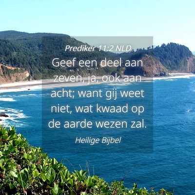 Picture 04 - Prediker 11:2 NLD - Geef een deel aan zeven, ja, ook aan acht; want - Bible Verse Picture