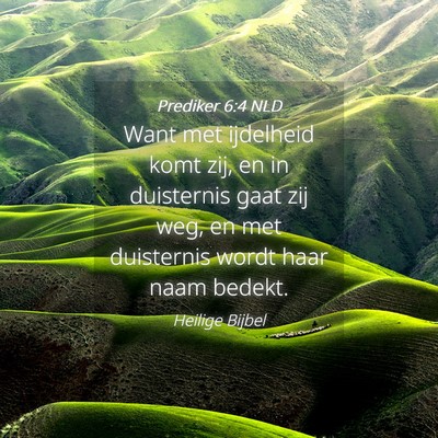 Picture 04 - Prediker 6:4 NLD - Want met ijdelheid komt zij, en in duisternis - Bible Verse Picture