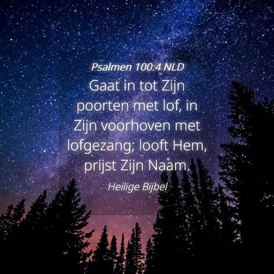 Picture 04 - Psalmen 100:4 NLD - Gaat in tot Zijn poorten met lof, in Zijn - Bible Verse Picture