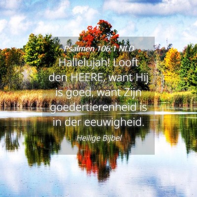 Picture 04 - Psalmen 106:1 NLD - Hallelujah! Looft den HEERE, want Hij is goed, - Bible Verse Picture